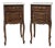 Pair of Antique French Louis XV Oak Nightstands With Carrara Marble For Sale