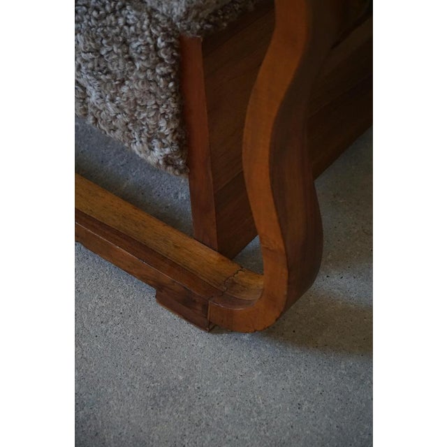 Art Deco Danish Adjustable Lounge Chairs in Lambswool & Walnut, 1930s, Set of 2 For Sale - Image 11 of 17
