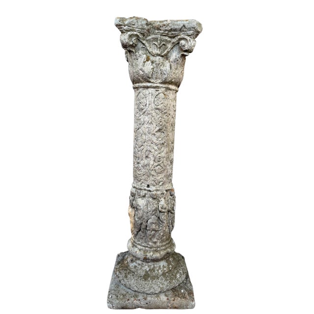 50s Classical Column Pedestal Concrete Stone Architectural Salvage Bird Bath Stand Vintage For Sale - Image 9 of 18