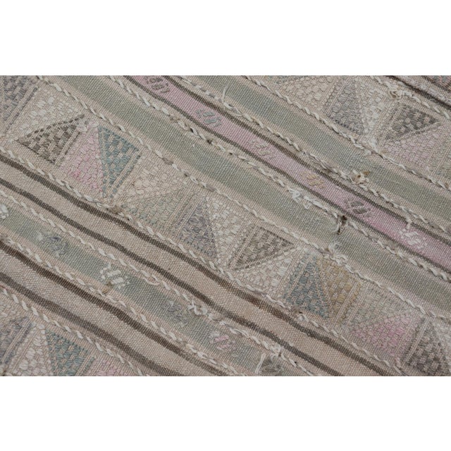 Vintage Turkish Kilim Rug With Soft Geometric Stripes in Sage, Blush, and Taupe For Sale - Image 11 of 11
