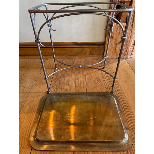 Early 20th Century Brass and Iron Tray Top Neoclassical Side Table For Sale - Image 4 of 5