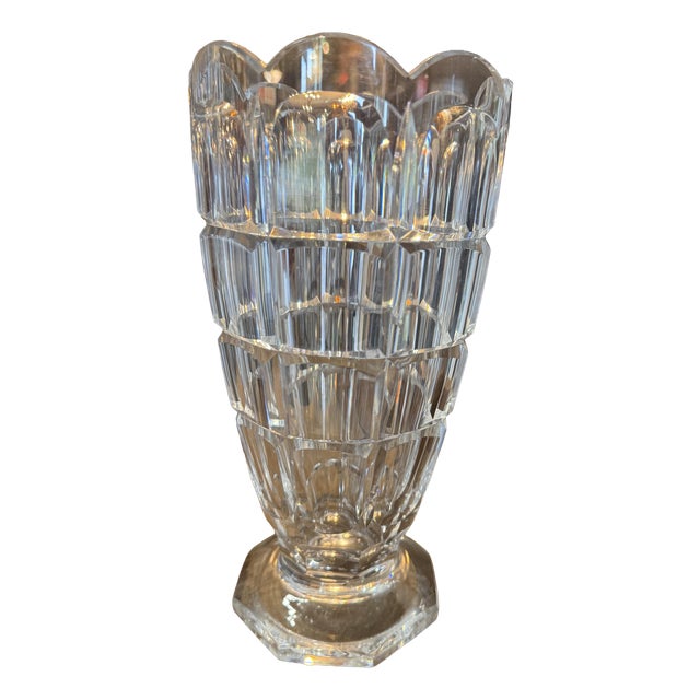Vintage Cut Crystal Corolla Vase, 1930s For Sale
