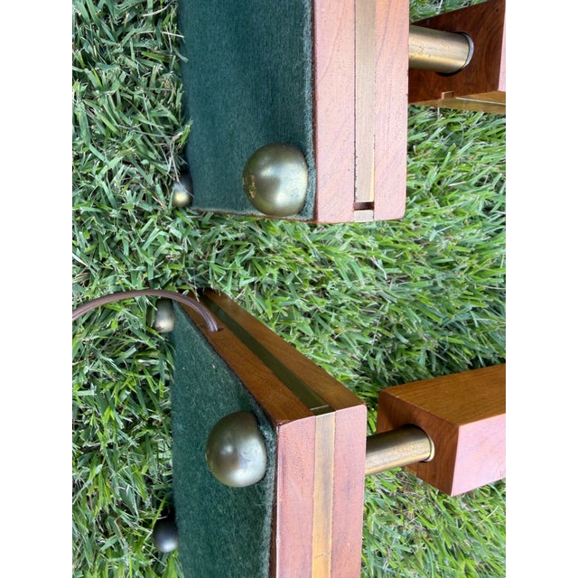 Mid-Century Modern Architectural Walnut and Brass Table Lamps, Pair For Sale - Image 12 of 12
