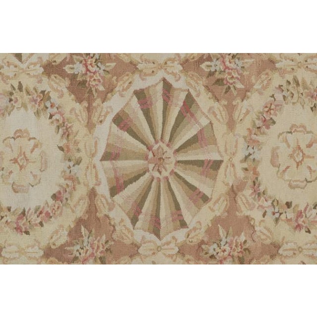 Rug & Kilim’s Aubusson Style Rug in Beige-Brown With Floral Medallions For Sale In New York - Image 6 of 7