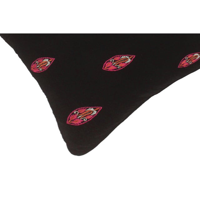 2020s Boho Chic Flint Hand Embroidered Italian Velvet Pillow For Sale - Image 5 of 8