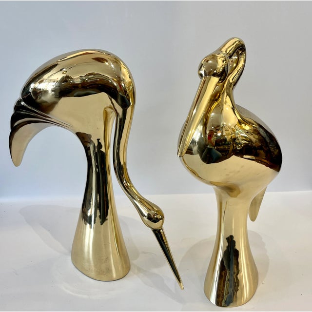 Pair Brass Crane Sculptures, 1960s. For Sale - Image 10 of 12