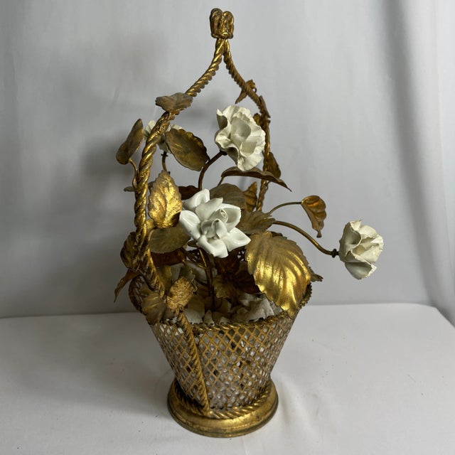 1950s Vintage Cast Iron Floral Basket For Sale - Image 5 of 12