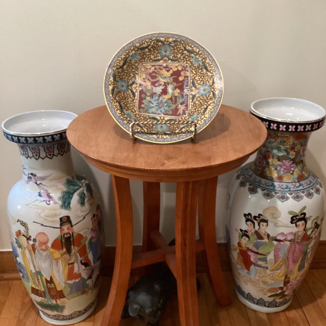 Vintage Chinese Solid Brass Champleve Enamel Plate Imari Style Pattern For Sale - Image 11 of 12