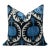 Blue Black Silk Velvet Ikat Pillow – 20x20 Handmade Luxury Throw Cushion For Sale