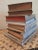 Vintage Library Hardback Book Stack Gray Red Collection For Sale - Image 4 of 5