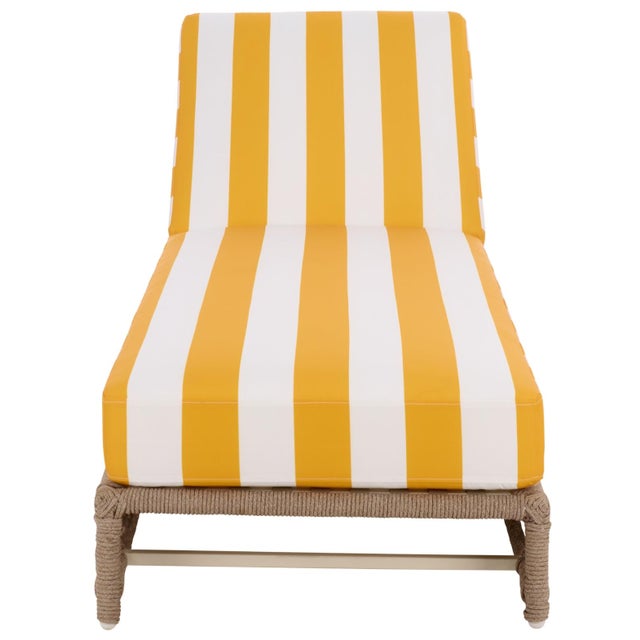 Callan Chaise Lounge, Heather Tan/Yellow Stripe For Sale - Image 10 of 12