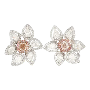 Natrual 0.90 ct Pink Diamond & Diamond Detailing Earrings - 2 Pieces