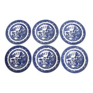 Vintage Johnson Brothers Blue Willow Dinner Plates - Set of 6 For Sale