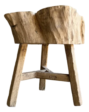 Vintage Elm Wood Chop Block Table