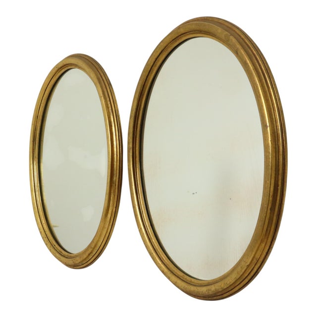 Oval Gold-Leaf Mirrors, France, 20th Century, Set of 2 For Sale - Image 12 of 18
