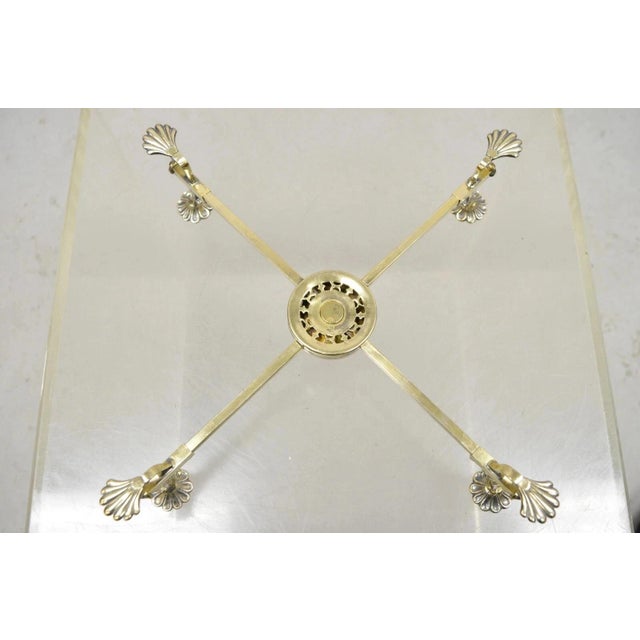 Traditional Vintage LFS LTD English Sheffield Brass Tone Metal Expandable Footed Trivet For Sale - Image 3 of 10