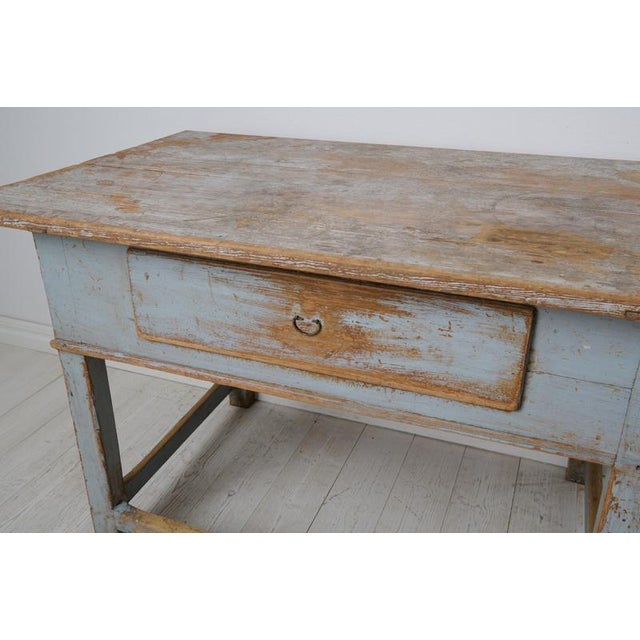 Swedish Folk Art Baroque Style Blue Painted Table For Sale - Image 11 of 12