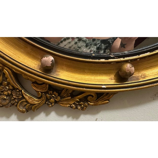 Gold American Federal Style Giltwood Eagle Crest Convex Mirror, Mid-20th Century For Sale - Image 8 of 12