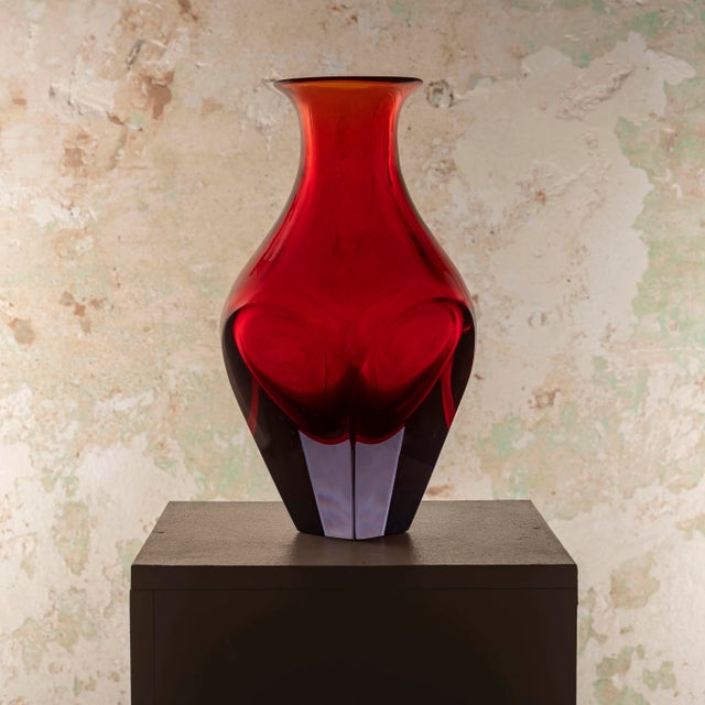 Mauve Sommerso Glass Vase, 1960s For Sale - Image 8 of 11