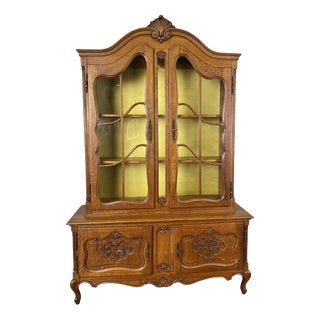 Vintage Louis XVI French Oak Display Cabinet For Sale