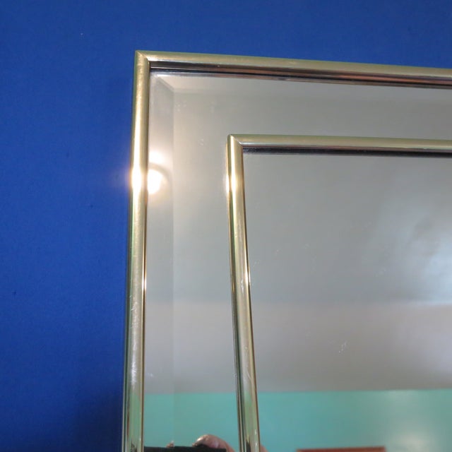 1980s Square Brass Double Frame With Beveled Edged Mirror For Sale - Image 9 of 14