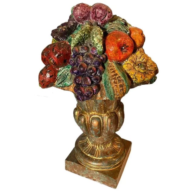 Vintage Urn With Fruit - Cast Composite For Sale - Image 4 of 4