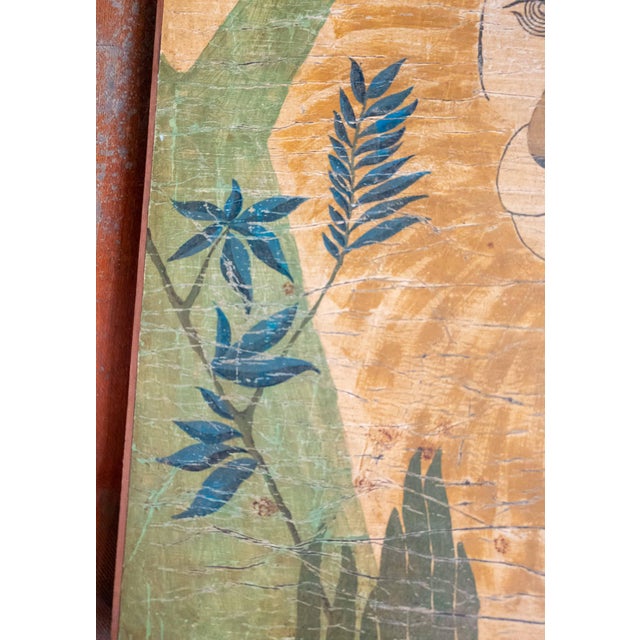 Green Mid-Century Modern Painting of a Lion on Masonite, Signed Caywood For Sale - Image 8 of 12