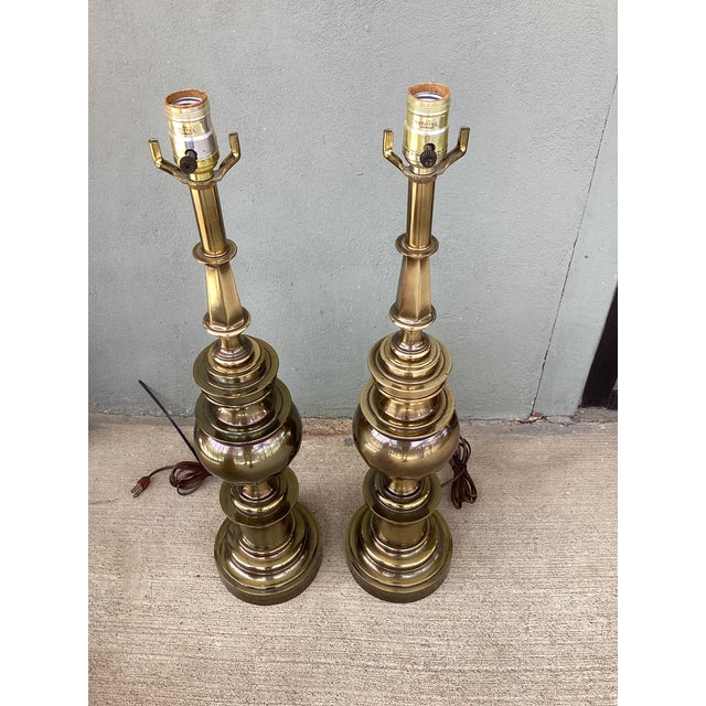 1980s Vintage Stiffel Brass Baluster Lamps - Pair For Sale - Image 5 of 5