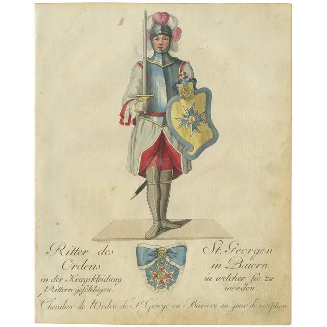 Schwan, Knight of the Order of St. George in Bavaria, 1791, Hand-Colored Engraving For Sale - Image 6 of 6