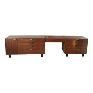 George Nelson Credenza Walnut 3-Piece Desk Dresser Herman Miller Mid Century Modern Eames For Sale