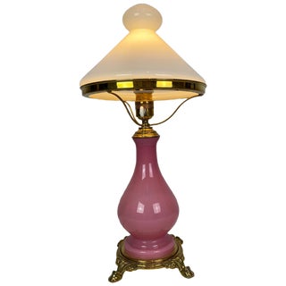 Table Lamp in Pink Opaline Glass, 1930s For Sale