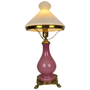 Table Lamp in Pink Opaline Glass, 1930s