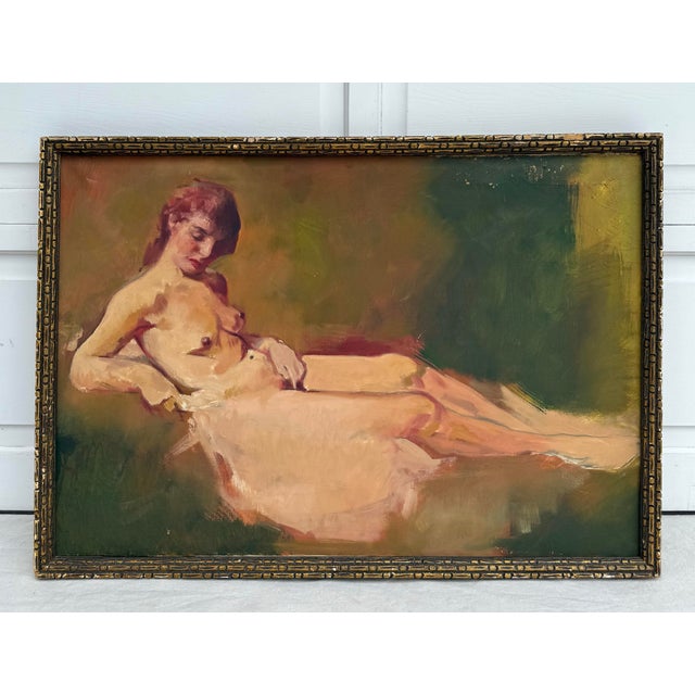 Antique Original Painting Classical Study of Reclining Nude Female For Sale In Los Angeles - Image 6 of 10
