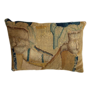 Antique Seventeenth Century Flemish Wool Tapestry Decorative Pillow