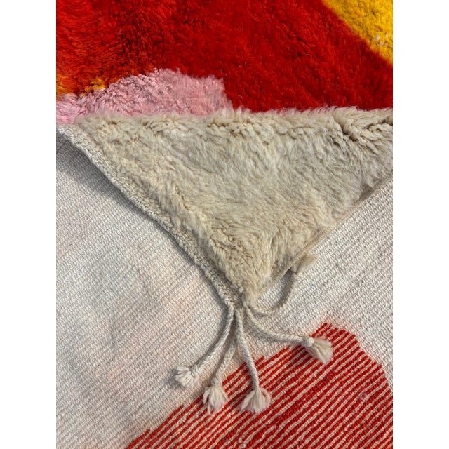 Textile Contemporary Beni M'rirt Moroccan Wool Rug – Abstract Hand-Knotted Berber Carpet – Large Red Saffron Ivory Statement Rug For Sale - Image 7 of 8