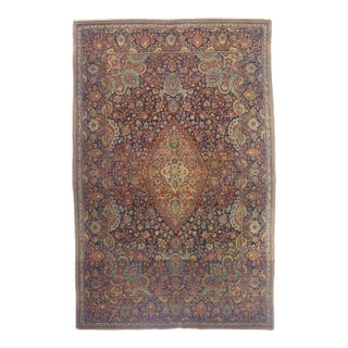Antique Persian Dabir Kashan Rug 4’4" X 6’6" For Sale