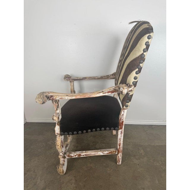 19th Century Italian Armchair With Zebra Upholstery For Sale - Image 4 of 8