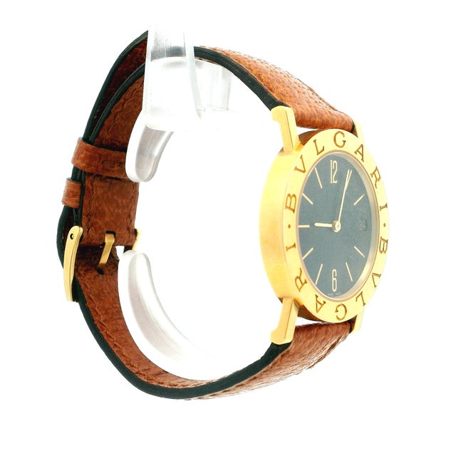 Bulgari Vintage Bvlgari Bvlgari Bb30gl 18k Gold Black Dial Watch For Sale - Image 4 of 14