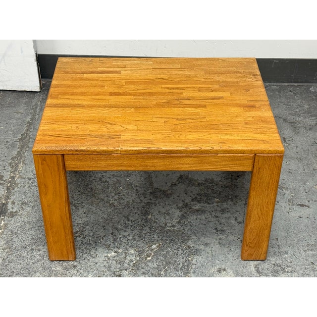 Brown Modernist Butcher-Block Oak Side Table, Vintage For Sale - Image 8 of 12
