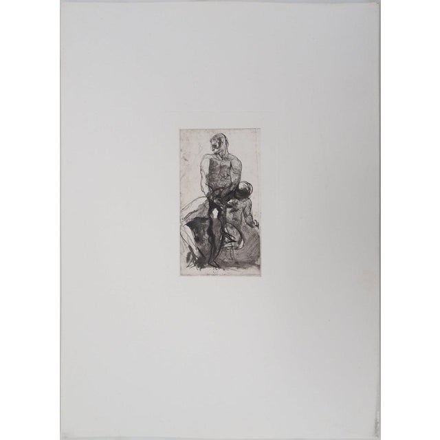 Auguste RODIN Father and Child, 1897 Engraving (rotogravure reworked with a point) and enhanced with watercolor On vellum...