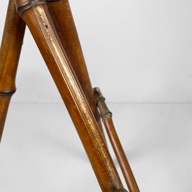 Italian Art Nouveau Style Pedestal in Brown Leather and Bamboo, 1930s For Sale - Image 12 of 18