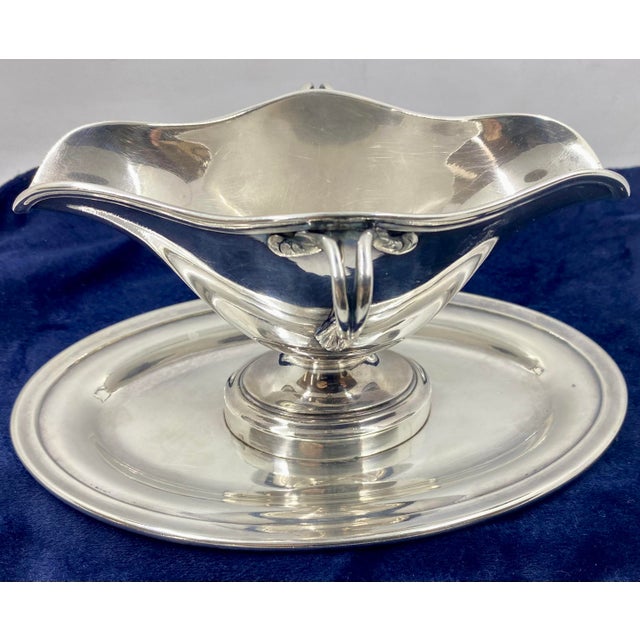 Elegant, vintage Christofle silver sauce bowl and plate. Both pieces are individually hallmarked with the CC mark for...