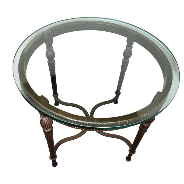 1990s 1990s Louis XVI High Style Bronze Accent Table W/ Round Glass Top For Sale - Image 5 of 8