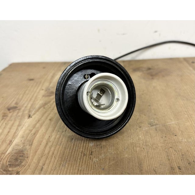 Industrial Bakelite Pendant Light with Ribbed Glass, 1970s For Sale - Image 9 of 14