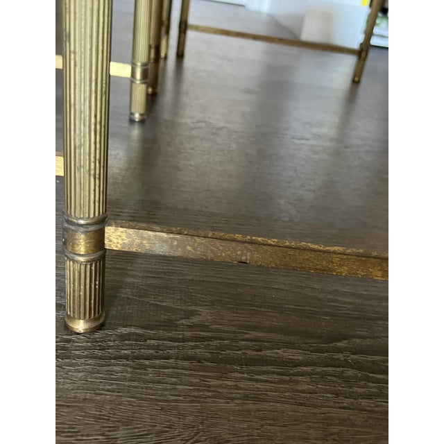 Vintage Mid-Century Brass and Glass Nesting Tables For Sale - Image 11 of 11