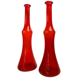 Red Glass Vases Attributed to Erickson - a Pair