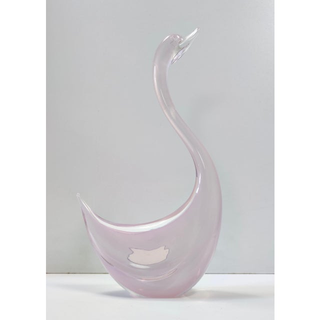 Vintage Italian Pink Sommerso Murano Glass Swan by Elio Raffaeli, 1980s For Sale - Image 7 of 18