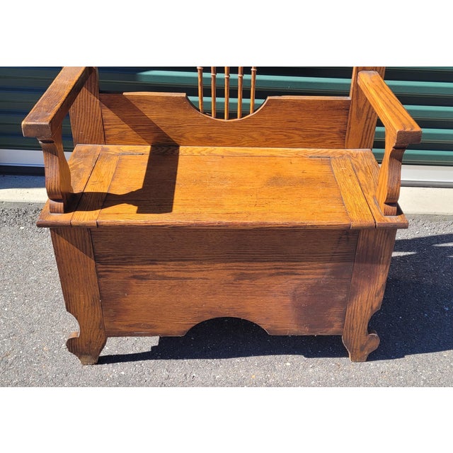 Cinnamon 19th Century Oak Hall Chair and Coat Rack For Sale - Image 8 of 10