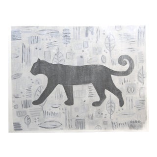 Panther on Mid Century Modern Background by Cleo Plowden For Sale