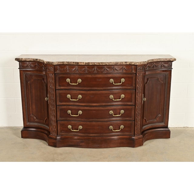 An exceptional French Regency Louis XVI style sideboard, credenza, or bar cabinet By Bernhardt USA, Late 20th Century...